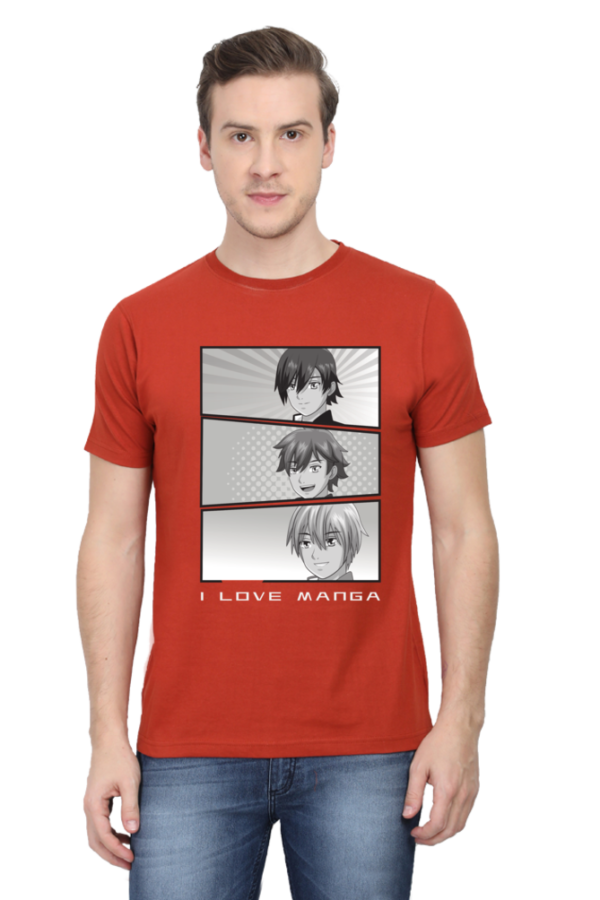 I Love Manga Male Round Neck Half Sleeve Classic T-Shirt