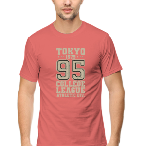 Tokyo 95 College League Male Round Neck Half Sleeve Classic T-Shirt