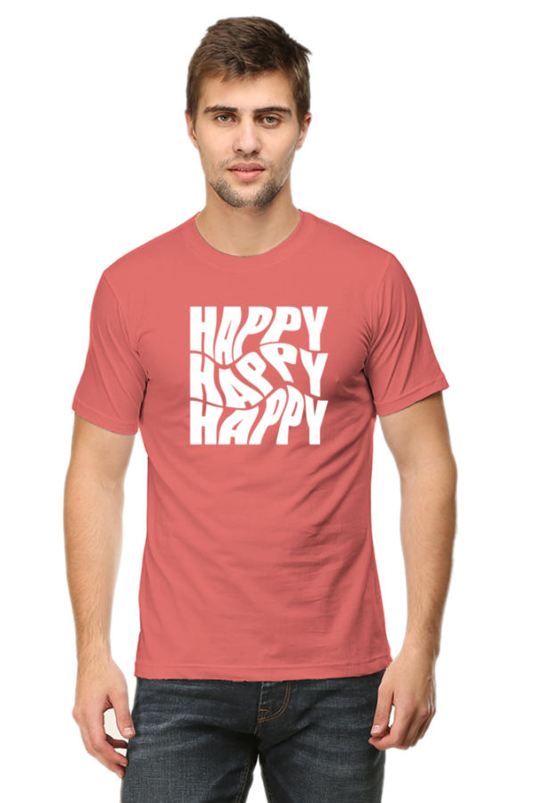 Happy Happy Happy Male Round Neck Half Sleeve Classic T-Shirt - Image 6