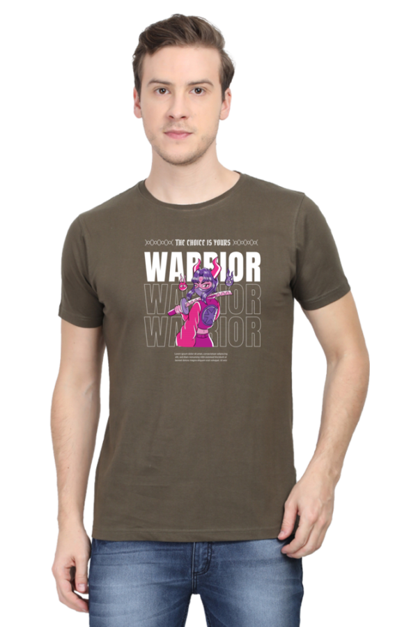 Warrior Girl Male Round Neck Half Sleeve Classic T-Shirt - Image 4