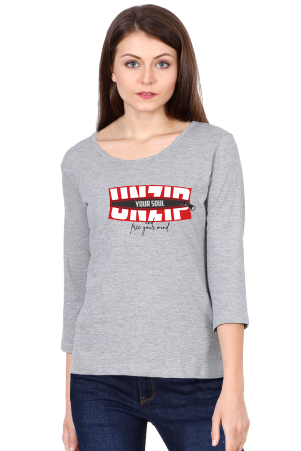 Unzip Your Soul Female Round Neck Full Sleeve Classic T-Shirt