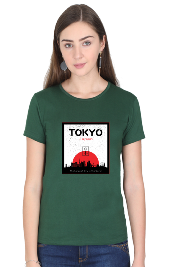 Tokyo Japan Female Round Neck Half Sleeve Classic T-Shirt - Image 4