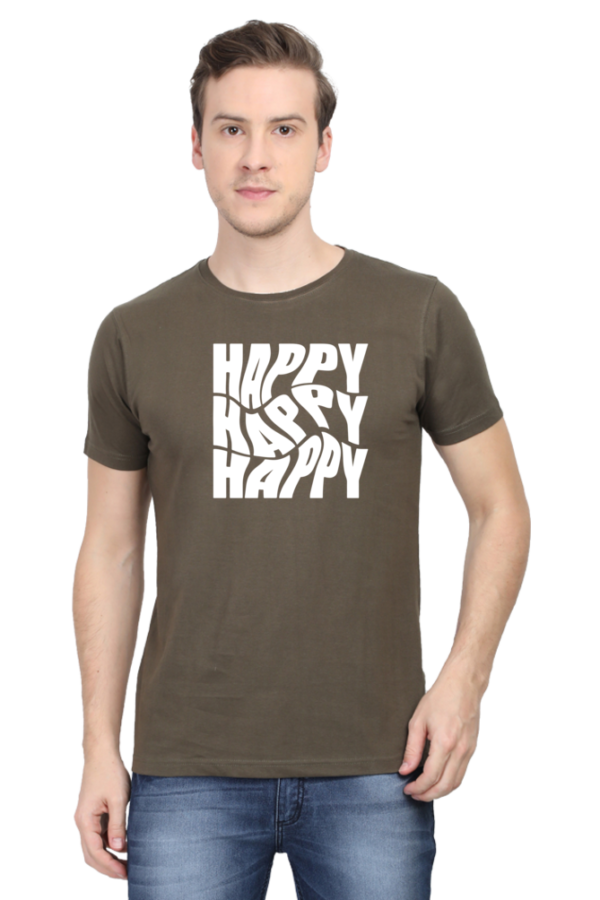 Happy Happy Happy Male Round Neck Half Sleeve Classic T-Shirt - Image 8