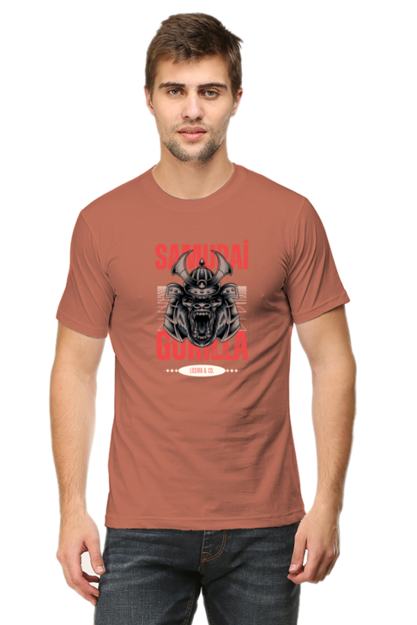 Samurai Gorilla Male Round Neck Half Sleeve Classic T-Shirt