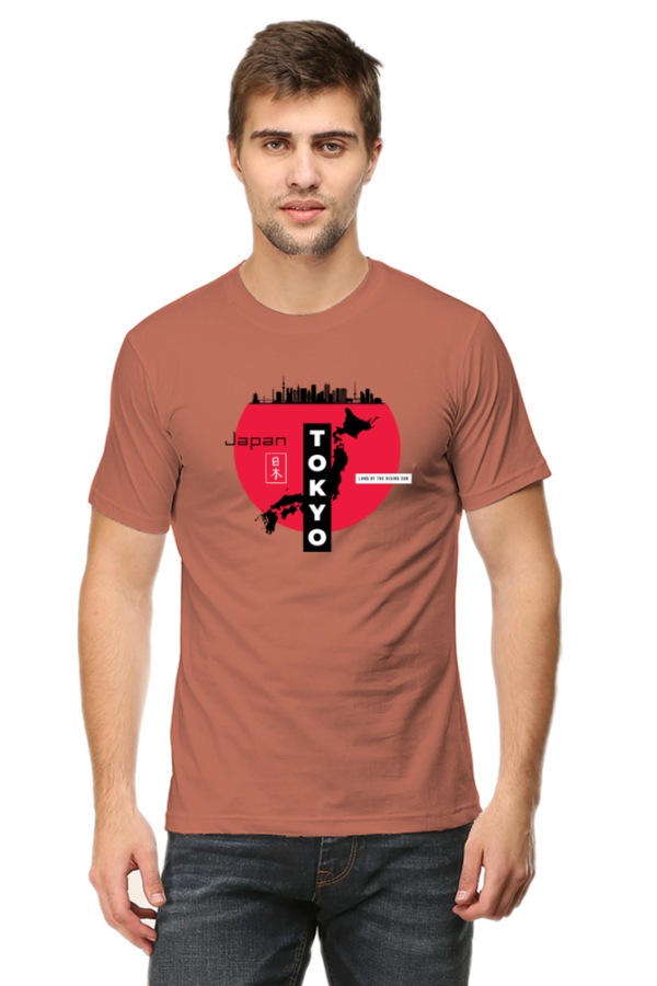 Tokyo Land Of The Rising Sun Male Round Neck Half Sleeve Classic T-Shirt