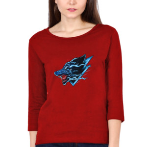 Angry Wolf Female Round Neck Full Sleeve Classic T-Shirt
