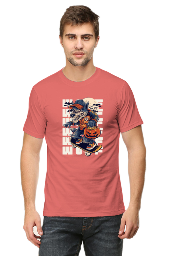 Wolf Male Round Neck Half Sleeve Classic T-Shirt