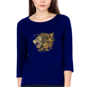 Angry Lion Female Round Neck Full Sleeve Classic T-Shirt