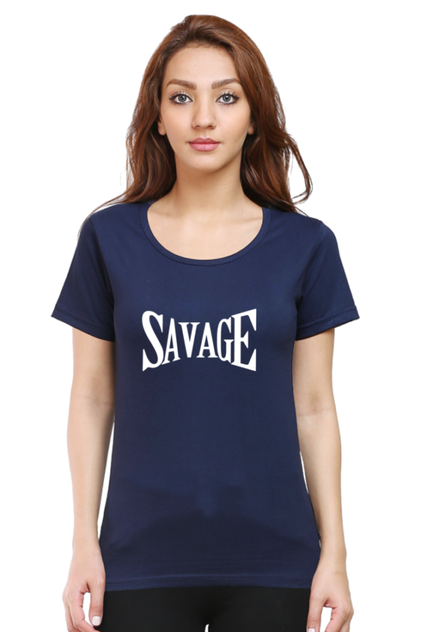 Savage Female Round Neck Half Sleeve Classic T-Shirt - Image 3