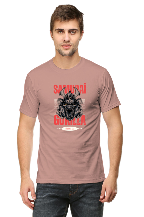 Samurai Gorilla Male Round Neck Half Sleeve Classic T-Shirt - Image 2