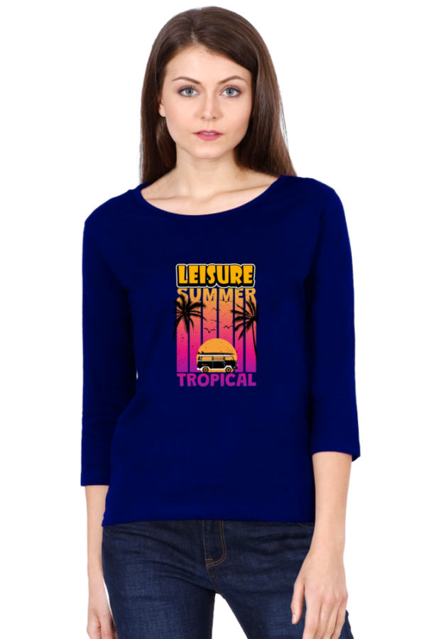 Leisure Summer Female Round Neck Full Sleeve Classic T-Shirt