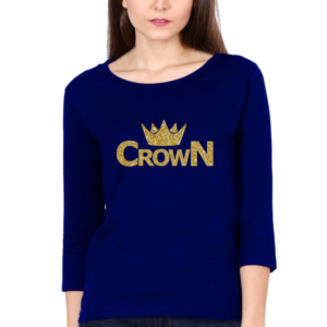 Crown Female Round Neck Full Sleeve Classic T-Shirt