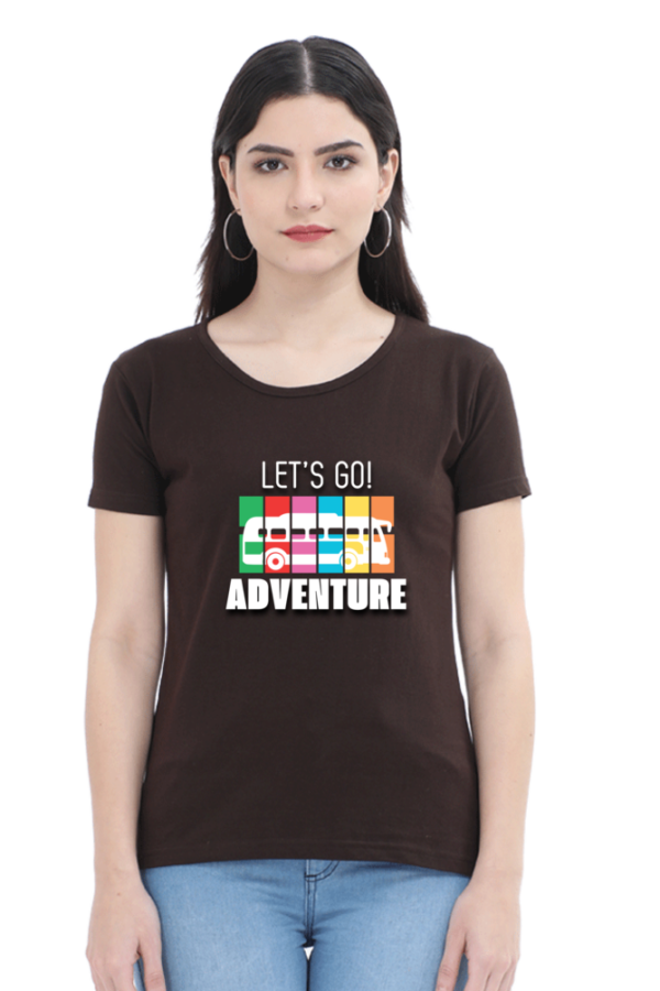 Let's Go Adventure Female Round Neck Half Sleeve Classic T-Shirt