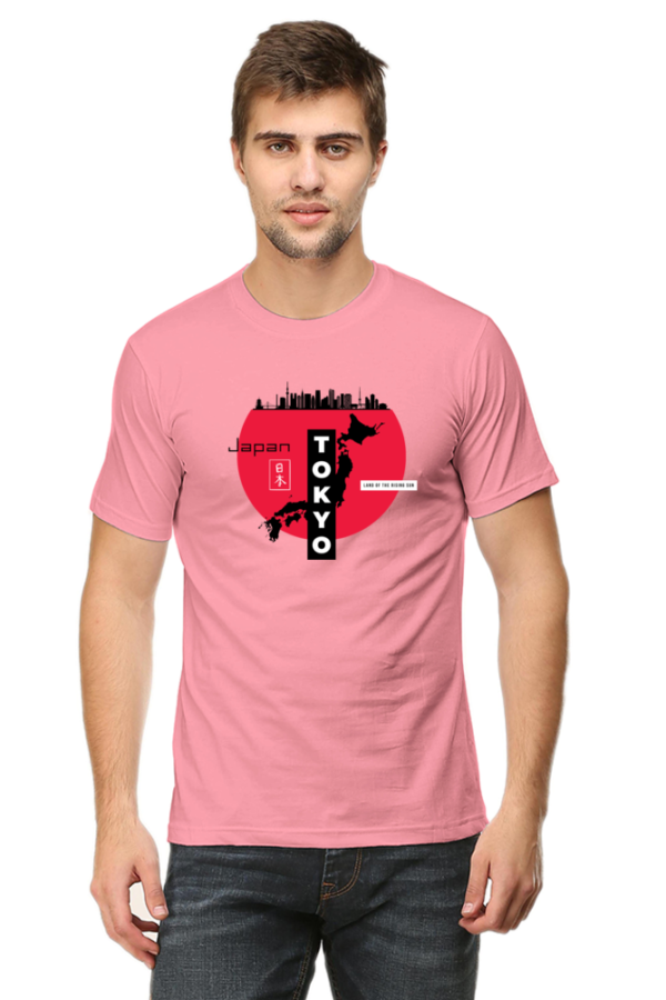 Tokyo Land Of The Rising Sun Male Round Neck Half Sleeve Classic T-Shirt - Image 3