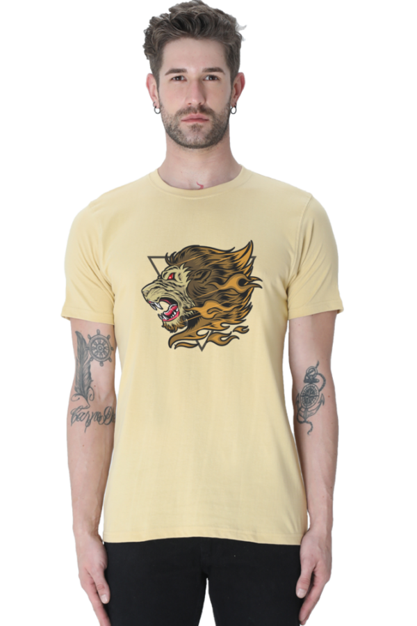 Angry Lion Male Round Neck Half Sleeve Classic T-Shirt - Image 5
