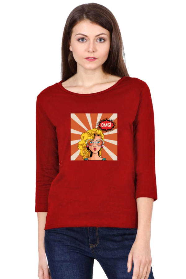 OMG Girl Female Round Neck Full Sleeve Classic T-Shirt