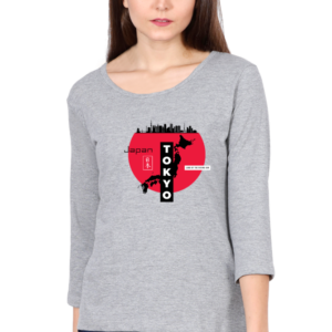 Tokyo Land Of The Rising Sun Female Round Neck Full Sleeve Classic T-Shirt