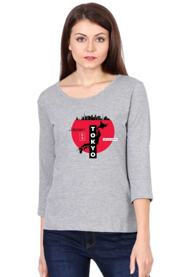Tokyo Land Of The Rising Sun Female Round Neck Full Sleeve Classic T-Shirt