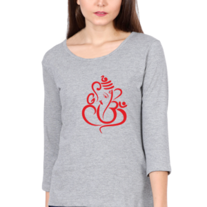 Lord Ganesha Female Round Neck Full Sleeve Classic T-Shirt
