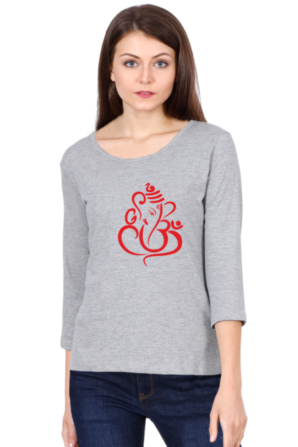 Lord Ganesha Female Round Neck Full Sleeve Classic T-Shirt