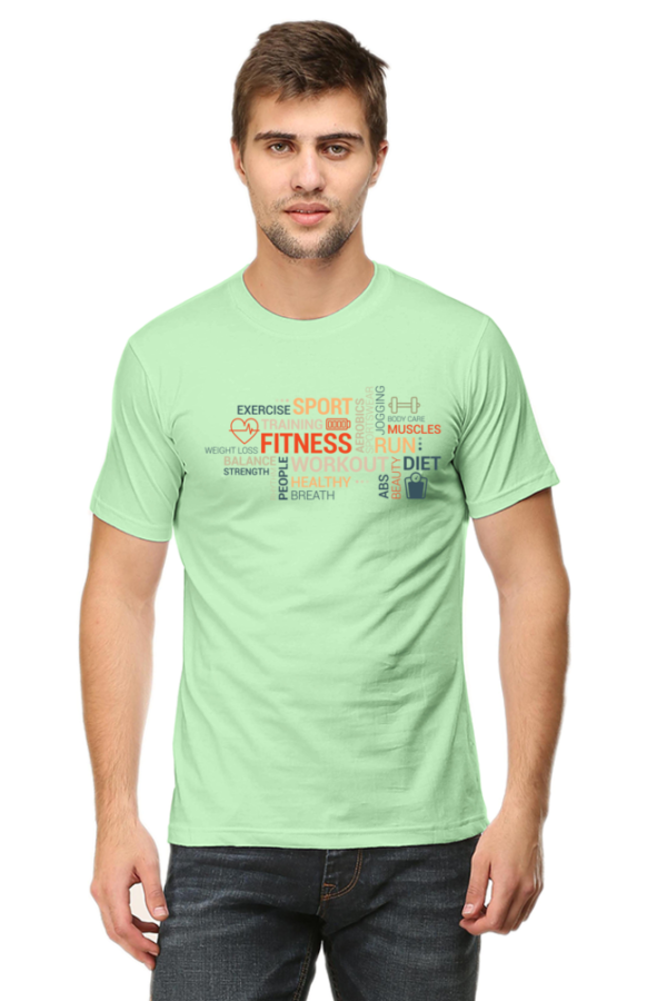 Fitness Exercise Scrambled Words Male Round Neck Half Sleeve Classic T-Shirt