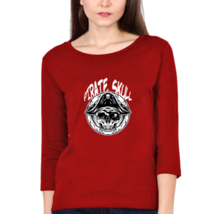 Pirate Skull Female Round Neck Full Sleeve Classic T-Shirt
