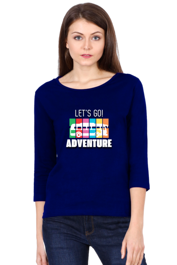 Let's Go Adventure Female Round Neck Full Sleeve Classic T-Shirt