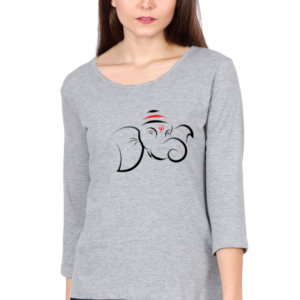 Lord Ganesha V3 Female Round Neck Full Sleeve Classic T-Shirt