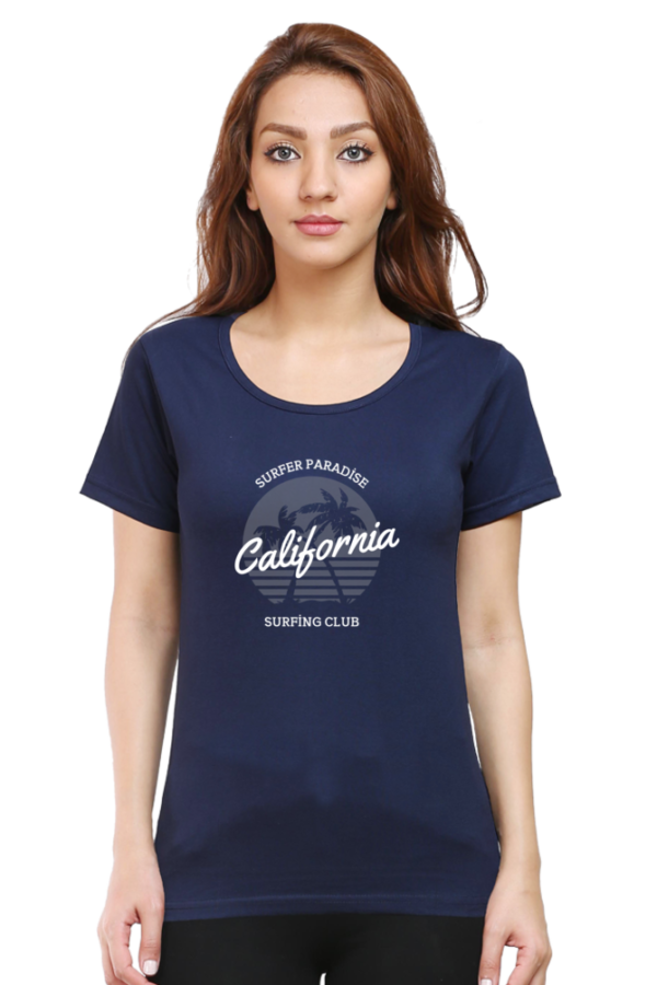 Surfer Paradise California Surfer Club Female Round Neck Half Sleeve Classic T-Shirt - Image 11