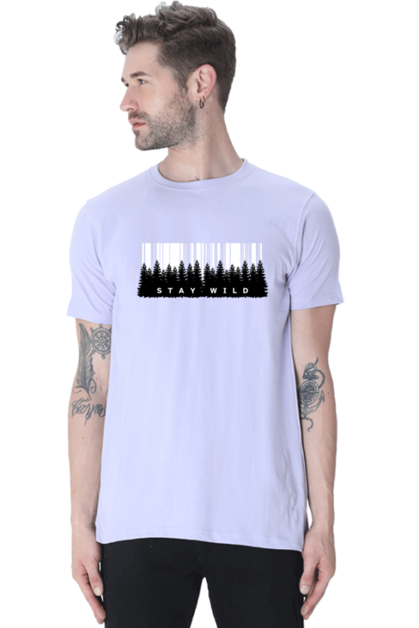 Stay Wild Forest Male Round Neck Half Sleeve Classic T-Shirt - Image 8