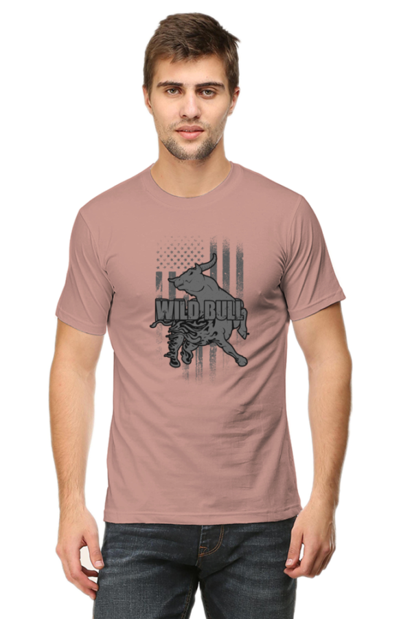 Wild Bull Male Round Neck Half Sleeve Classic T-Shirt