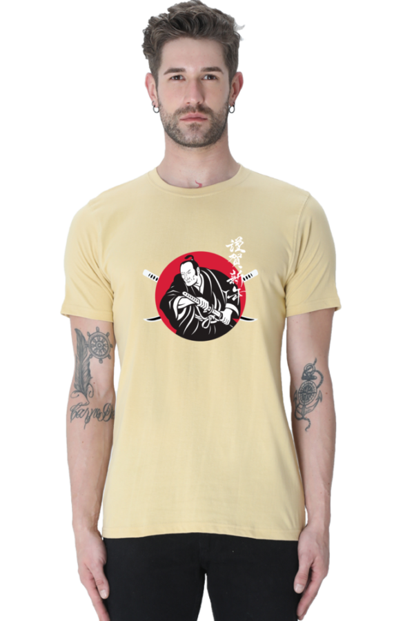 Samurai Warrior Male Round Neck Half Sleeve Classic T-Shirt - Image 3