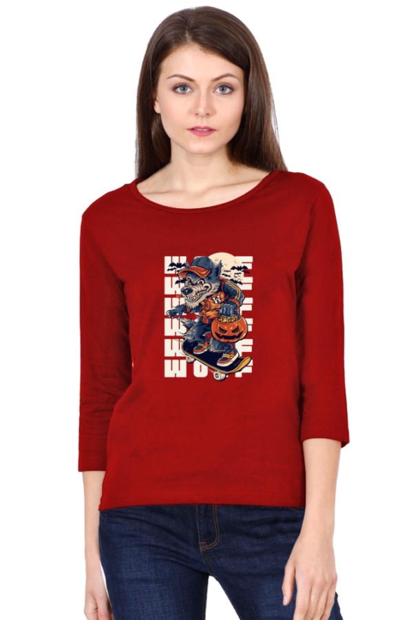 Wolf Female Round Neck Full Sleeve Classic T-Shirt