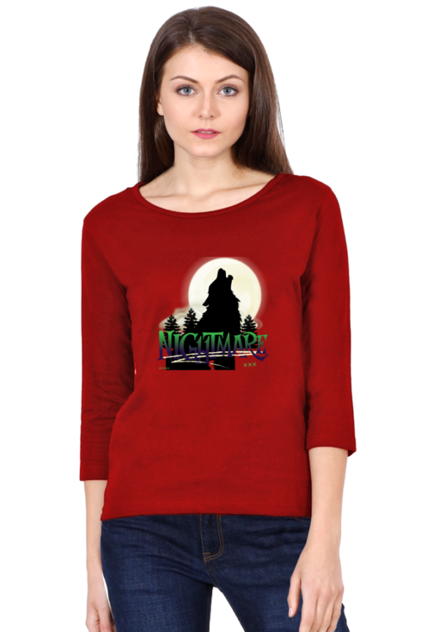 Nightmare Female Round Neck Full Sleeve Classic T-Shirt