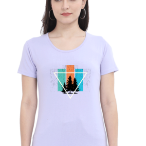 Trees Abstract Female Round Neck Half Sleeve Classic T-Shirt