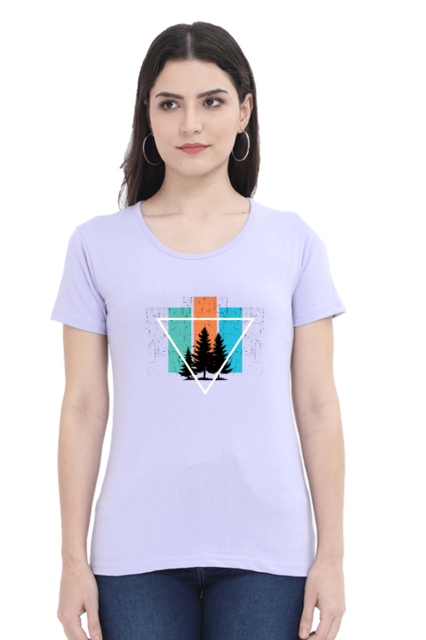 Trees Abstract Female Round Neck Half Sleeve Classic T-Shirt