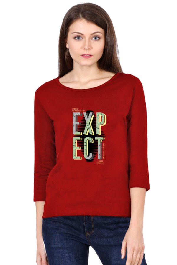 Expect Female Round Neck Full Sleeve Classic T-Shirt