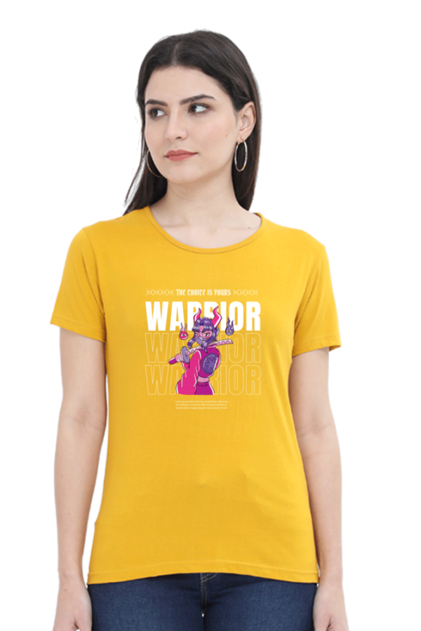 Warrior Girl Female Round Neck Half Sleeve Classic T-Shirt