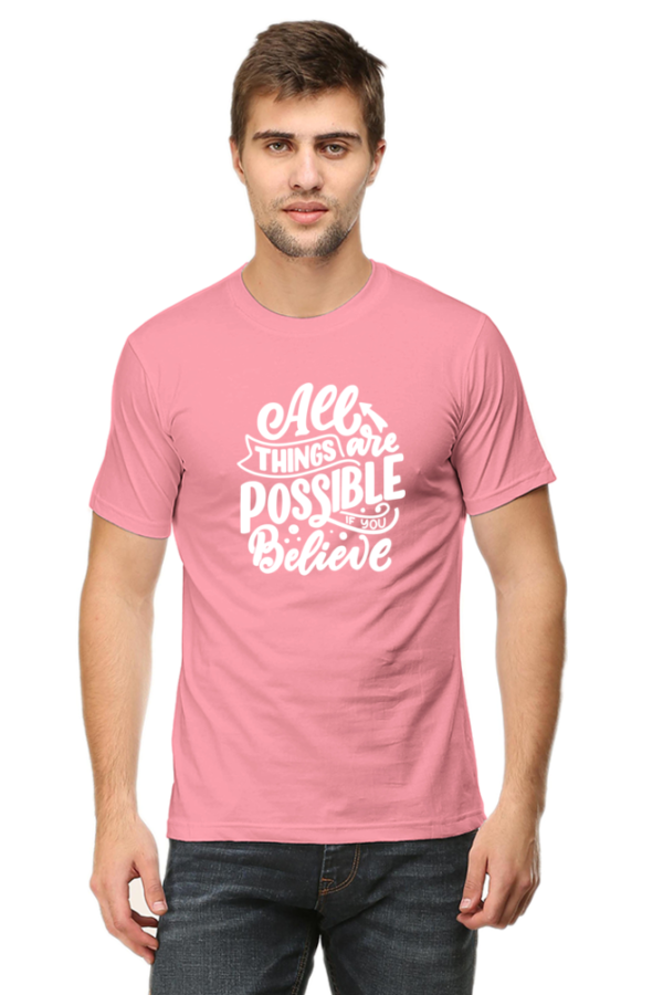All Things Are Possible Male Round Neck Half Sleeve Classic T-Shirt - Image 2