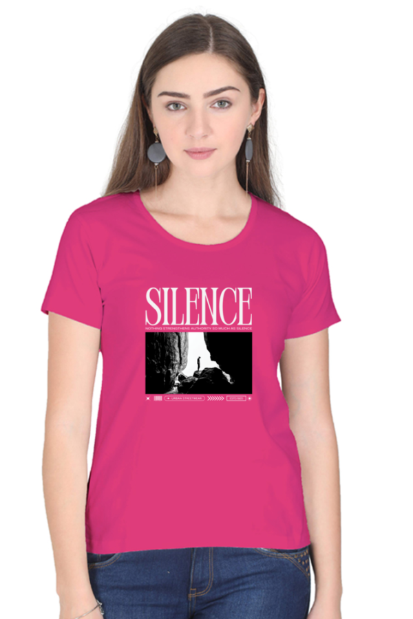 Silence Female Round Neck Half Sleeve Classic T-Shirt - Image 4