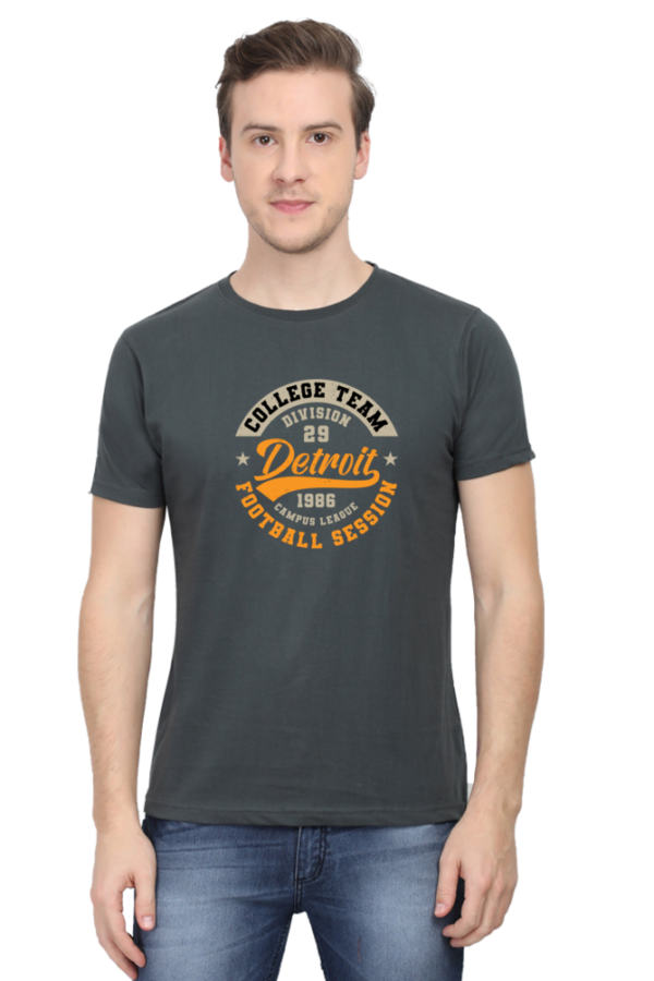 College Team Football Session Male Round Neck Half Sleeve Classic T-Shirt - Image 3