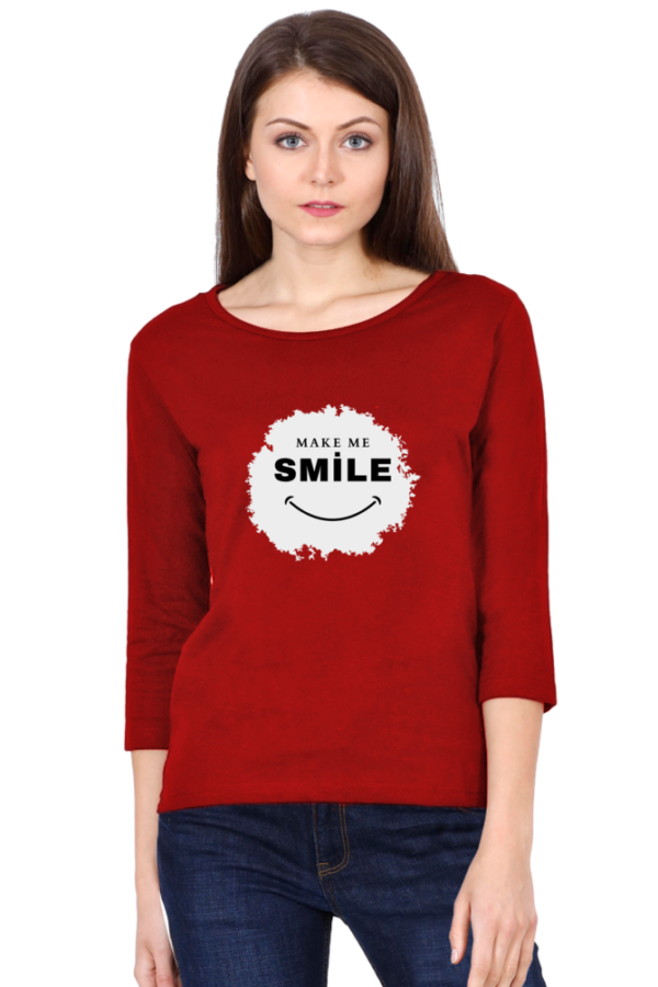 Make Me Smile Female Round Neck Full Sleeve Classic T-Shirt