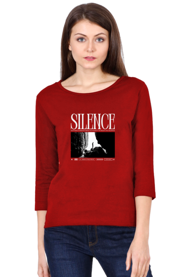 Silence Female Round Neck Full Sleeve Classic T-Shirt