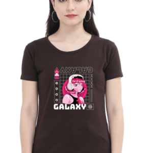 Galaxy Girl Female Round Neck Half Sleeve Classic T-Shirt