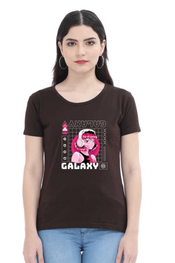 Galaxy Girl Female Round Neck Half Sleeve Classic T-Shirt