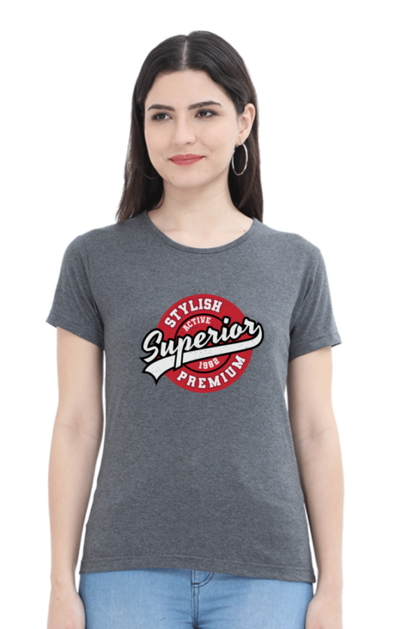 Stylish Superior Female Round Neck Half Sleeve Classic T-Shirt - Image 2