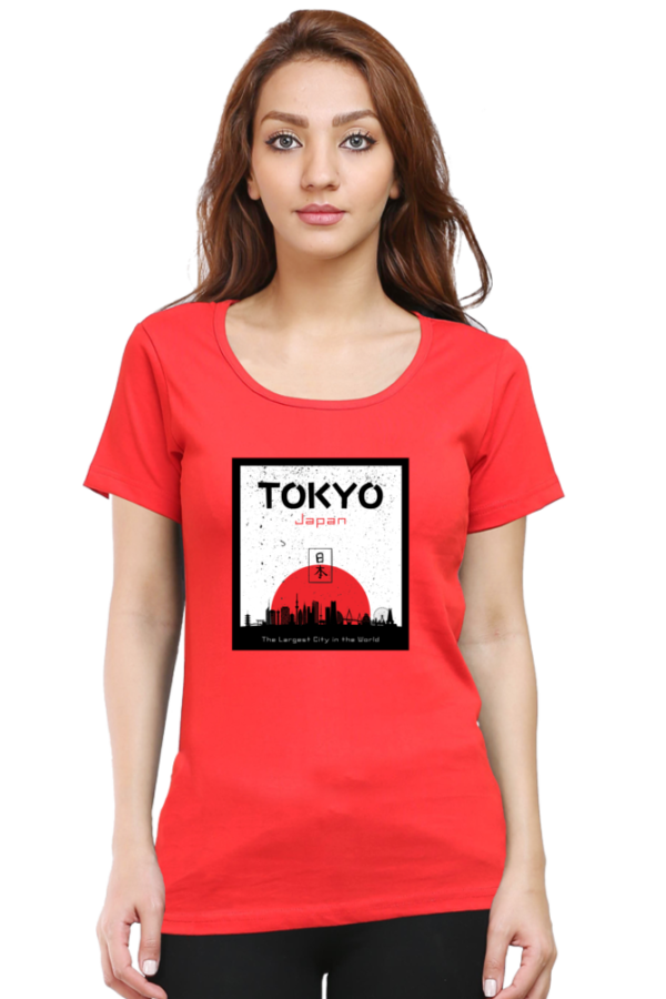 Tokyo Japan Female Round Neck Half Sleeve Classic T-Shirt - Image 2