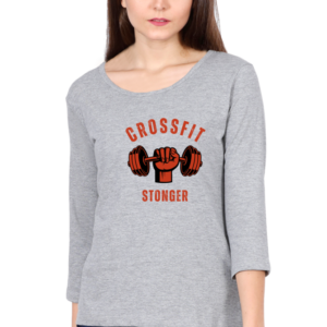 Crossfit Stonger Female Round Neck Full Sleeve Classic T-Shirt
