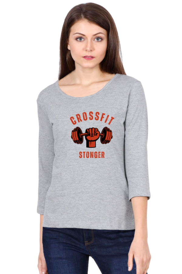 Crossfit Stonger Female Round Neck Full Sleeve Classic T-Shirt