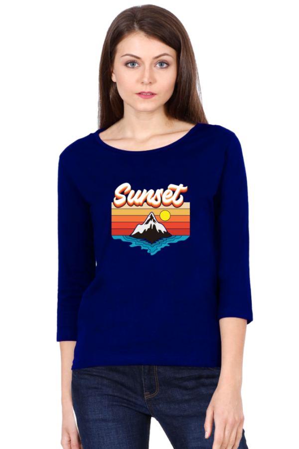 Sunset Female Round Neck Full Sleeve Classic T-Shirt
